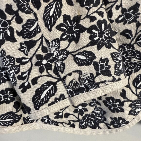 Sigrid Olsen Linen Floral Blazer Jacket Women's 10 Tan Black Career Suit Office - Picture 8 of 11